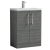 Nuie Arno Compact Floor Standing 2-Door Vanity Unit with Ceramic Basin 600mm Wide - Anthracite Woodgrain