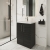 Nuie Arno Compact Floor Standing 2-Door Vanity Unit with Ceramic Basin 600mm Wide - Charcoal Black Woodgrain