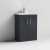 Nuie Arno Compact Floor Standing 2-Door Vanity Unit with Ceramic Basin 600mm Wide - Satin Anthracite