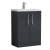 Nuie Arno Compact Floor Standing 2-Door Vanity Unit with Ceramic Basin 600mm Wide - Satin Anthracite