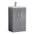 Nuie Arno Compact Floor Standing 2-Door Vanity Unit with Ceramic Basin 500mm Wide - Satin Grey