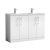 Nuie Arno Floor Standing 4-Door Vanity Unit with Double Polymarble Basin 1200mm Wide - Gloss White | Thumbnail Image