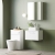Nuie Arno Wall Hung 1-Drawer Vanity Unit with Carrera Marble Worktop 600mm Wide - Gloss White | Thumbnail Image
