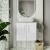 Nuie Arno Wall Hung 2-Door Vanity Unit with Bellato Grey Worktop 600mm Wide - Gloss White