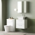 Nuie Arno Wall Hung 2-Drawer Vanity Unit with Bellato Grey Worktop 600mm Wide - Gloss White