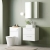 Nuie Arno Wall Hung 2-Drawer Vanity Unit with Carrera Marble Worktop 600mm Wide - Gloss White | Thumbnail Image