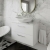 Nuie Arno Wall Hung 2-Drawer Vanity Unit with Carrera Marble Worktop 800mm Wide - Gloss White | Thumbnail Image