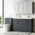 Nuie Arno Floor Standing 4-Door Vanity Unit with Double Polymarble Basin 1200mm Wide - Satin Anthracite