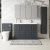 Nuie Arno Floor Standing 4-Door Vanity Unit with Double Ceramic Basin 1200mm Wide - Satin Anthracite