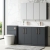 Nuie Arno Floor Standing 4-Door Vanity Unit with Double Ceramic Basin 1200mm Wide - Satin Anthracite