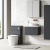 Nuie Arno Wall Hung 1-Drawer Vanity Unit with Carrera Marble Worktop 600mm Wide - Satin Anthracite | Thumbnail Image