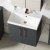 Nuie Arno Wall Hung 2-Door Vanity Unit with Basin-3 600mm Wide - Satin Anthracite