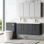 Nuie Arno Wall Hung 4-Door Vanity Unit with Double Ceramic Basin 1200mm Wide - Satin Anthracite