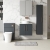 Nuie Arno Wall Hung 2-Door Vanity Unit with Bellato Grey Worktop 600mm Wide - Satin Anthracite | Thumbnail Image