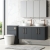 Nuie Arno Wall Hung 4-Door Vanity Unit with Bellato Grey Worktop 1200mm Wide - Satin Anthracite | Thumbnail Image