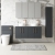 Nuie Arno Wall Hung 4-Door Vanity Unit with Bellato Grey Worktop 1200mm Wide - Satin Anthracite | Thumbnail Image