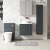 Nuie Arno Wall Hung 2-Door Vanity Unit with Carrera Marble Worktop 600mm Wide - Satin Anthracite | Thumbnail Image