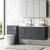 Nuie Arno Wall Hung 4-Door Vanity Unit with Carrera Marble Worktop 1200mm Wide - Satin Anthracite | Thumbnail Image