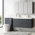 Nuie Arno Wall Hung 4-Drawer Vanity Unit with Double Ceramic Basin 1200mm Wide - Satin Anthracite