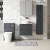 Nuie Arno Wall Hung 2-Drawer Vanity Unit with Bellato Grey Worktop 600mm Wide - Satin Anthracite