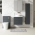 Nuie Arno Wall Hung 2-Drawer Vanity Unit with Carrera Marble Worktop 600mm Wide - Satin Anthracite | Thumbnail Image