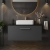 Nuie Arno Wall Hung 1-Drawer Vanity Unit with Sparkling Black Worktop 800mm Wide - Satin Anthracite
