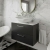 Nuie Arno Wall Hung 2-Drawer Vanity Unit with Carrera Marble Worktop 800mm Wide - Satin Anthracite | Thumbnail Image
