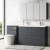 Nuie Arno Floor Standing 4-Drawer Vanity Unit with Double Polymarble Basin 1200mm Wide - Satin Anthracite