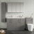 Nuie Arno Floor Standing 4-Door Vanity Unit with Double Polymarble Basin 1200mm Wide - Satin Grey