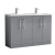 Nuie Arno Floor Standing 4-Door Vanity Unit with Double Polymarble Basin 1200mm Wide - Satin Grey