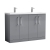 Nuie Arno Floor Standing 4-Door Vanity Unit with Double Ceramic Basin 1200mm Wide - Satin Grey