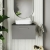 Nuie Arno Wall Hung 1-Drawer Vanity Unit with Sparkling Black Worktop 600mm Wide - Satin Grey