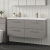 Nuie Arno Wall Hung 4-Drawer Vanity Unit with Double Ceramic Basin 1200mm Wide - Satin Grey