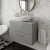Nuie Arno Wall Hung 2-Drawer Vanity Unit with Bellato Grey Worktop 800mm Wide - Satin Grey
