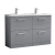 Nuie Arno Floor Standing 4-Drawer Vanity Unit with Double Polymarble Basin 1200mm Wide - Satin Grey