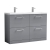 Nuie Arno Floor Standing 4-Drawer Vanity Unit with Double Ceramic Basin 1200mm Wide - Satin Grey