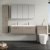Nuie Arno Wall Hung 2-Drawer Vanity Unit with Double Polymarble Basin 1200mm Wide - Solace Oak Woodgrain