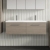 Nuie Arno Wall Hung 2-Drawer Vanity Unit with Double Ceramic Basin 1200mm Wide - Solace Oak Woodgrain