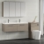 Nuie Arno Wall Hung 2-Drawer Vanity Unit with Double Ceramic Basin 1200mm Wide - Solace Oak Woodgrain
