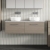 Nuie Arno Wall Hung 2-Drawer Vanity Unit with Bellato Grey Worktop 1200mm Wide - Solace oak | Thumbnail Image