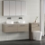 Nuie Arno Wall Hung 2-Drawer Vanity Unit with Bellato Grey Worktop 1200mm Wide - Solace oak | Thumbnail Image
