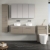 Nuie Arno Wall Hung 2-Drawer Vanity Unit with Bellato Grey Worktop 1200mm Wide - Solace oak | Thumbnail Image