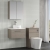 Nuie Arno Wall Hung 1-Drawer Vanity Unit with Carrera Marble Worktop 600mm Wide - Solace oak | Thumbnail Image