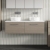 Nuie Arno Wall Hung 2-Drawer Vanity Unit with Carrera Marble Worktop 1200mm Wide - Solace oak | Thumbnail Image
