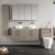 Nuie Arno Wall Hung 4-Door Vanity Unit with Bellato Grey Worktop 1200mm Wide - Solace oak | Thumbnail Image