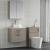 Nuie Arno Wall Hung 2-Door Vanity Unit with Sparkling White Worktop 600mm Wide - Solace Oak Woodgrain