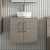 Arno Woodgrain 600mm 2-Door Wall Hung Vanity Unit with Countertop