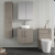 Nuie Arno Wall Hung 2-Door Vanity Unit with Worktop 600mm Wide - Solace Oak Woodgrain