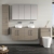 Nuie Arno Wall Hung 4-Door Vanity Unit with Worktop 1200mm Wide - Solace Oak Woodgrain | Thumbnail Image