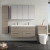 Nuie Arno Wall Hung 4-Drawer Vanity Unit with Double Polymarble Basin 1200mm Wide - Solace Oak Woodgrain